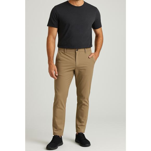 Vuori Meta Pant Mens 34x30 Khaki Tan Slim Fit Performance Stretch Chino - Picture 1 of 16